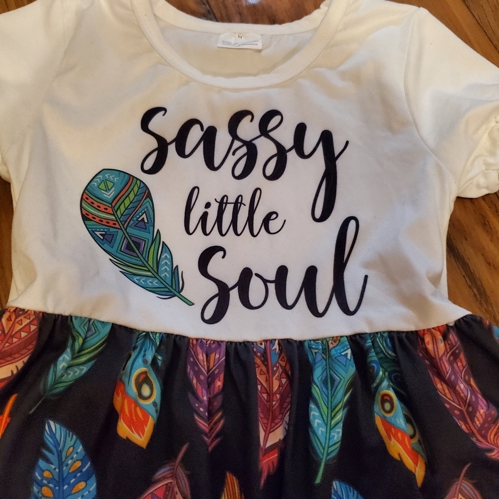 𝅺SASSY little soul feather boutique toddler dress size medium - Picture 2 of 2